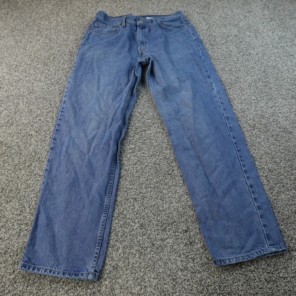VTG Levis Jeans Mens 35X32 Dark Blue Denim Pants 550 Relaxed Tapered Western Y2K